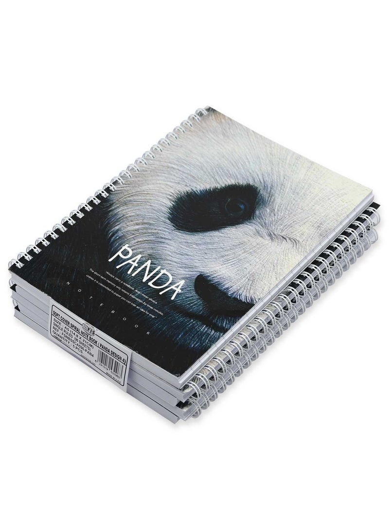 FIS Pack Of 5 Spiral Soft Cover Notebook, 96 Sheets A5 Panda Design 4 -FSNBSSCA596-PAN4 - Image 3