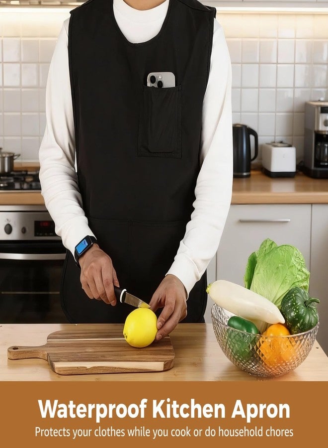 NIMBLOOM Black Barber Apron Smock, Waterproof Work Apron with 3 Pockets, Lightweight & Long-Lasting Hair Stylist Vest, Comfortable Fit for Men & Women, Easy Clean, 29.5 x 16.5 in - Image 2