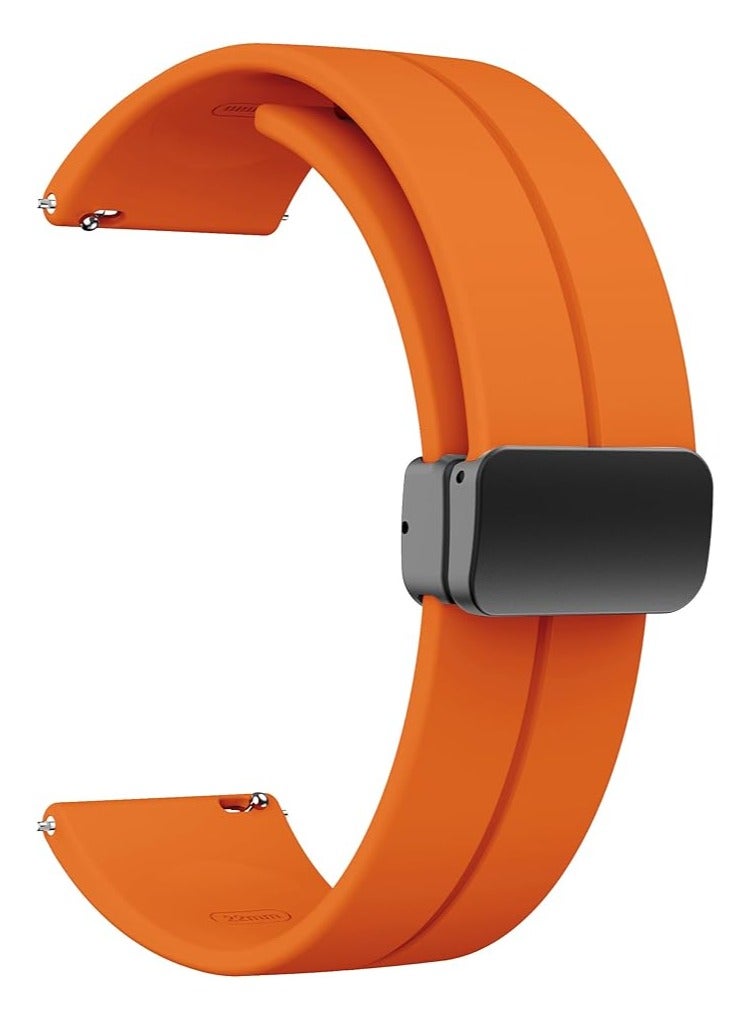 TIGER Magnetic Watch Band 16mm, 18mm, 19mm, 20mm, 22mm – Soft Silicone Sport Strap for Men & Women – Quick Release with Magnetic Folding Clasp – Skin-Friendly, Durable & Comfortable – Ideal for Smartwatches & Traditional Watches – Orange - Image 1