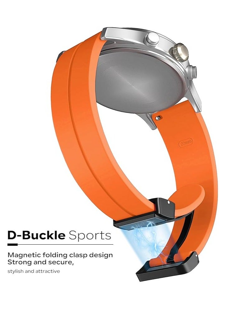 TIGER Magnetic Watch Band 16mm, 18mm, 19mm, 20mm, 22mm – Soft Silicone Sport Strap for Men & Women – Quick Release with Magnetic Folding Clasp – Skin-Friendly, Durable & Comfortable – Ideal for Smartwatches & Traditional Watches – Orange - Image 2