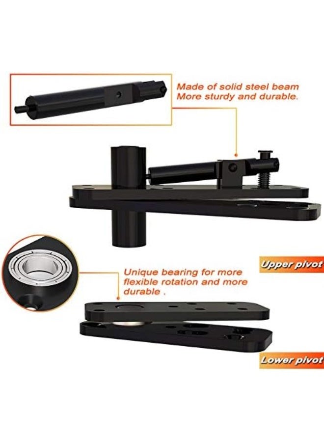 FRMSAET Heavy Duty Stainless Steel Hidden Door Pivot Hinge System Furniture Hardware 360 Degree Rotation Wooden Invisible Door Hinges Set Up Down Shaft - 1 Pack(Large,Black) - Image 2