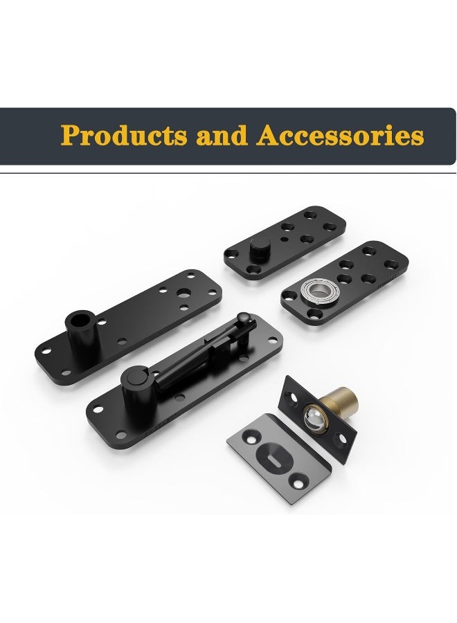 FRMSAET Heavy Duty Stainless Steel Hidden Door Pivot Hinge System Furniture Hardware 360 Degree Rotation Wooden Invisible Door Hinges Set Up Down Shaft - 1 Pack(Large,Black) - Image 5