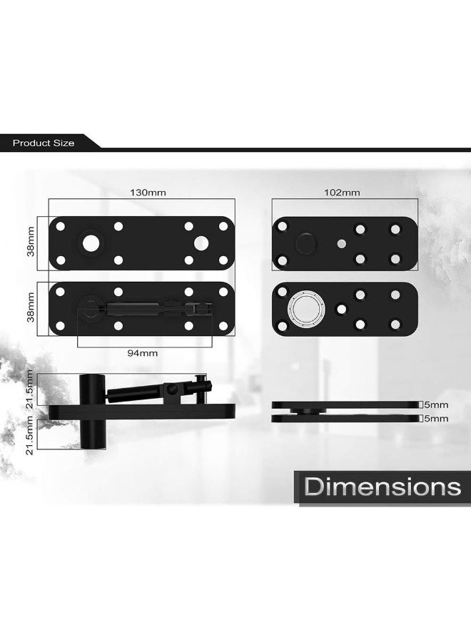 FRMSAET Heavy Duty Stainless Steel Hidden Door Pivot Hinge System Furniture Hardware 360 Degree Rotation Wooden Invisible Door Hinges Set Up Down Shaft - 1 Pack(Large,Black) - Image 4