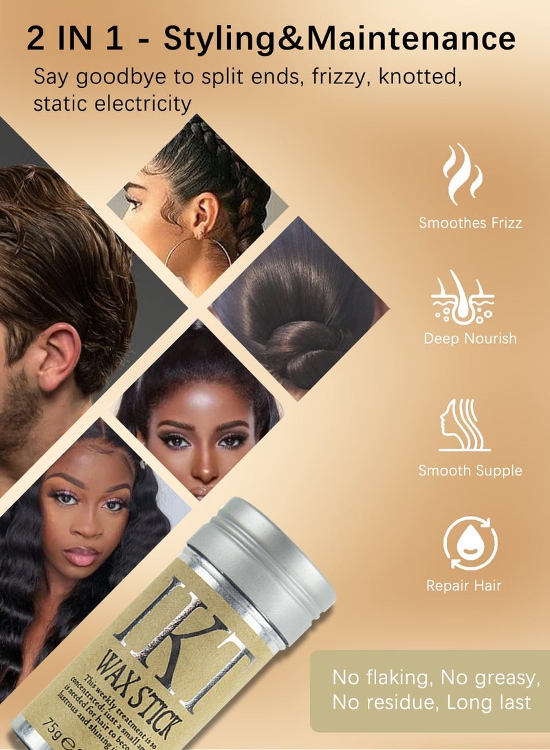 IKT Hair Wax Stick Set – Strong Hold, Non-Greasy Styling Stick with 3 Combs, Suitable for All Hair Types - Image 2