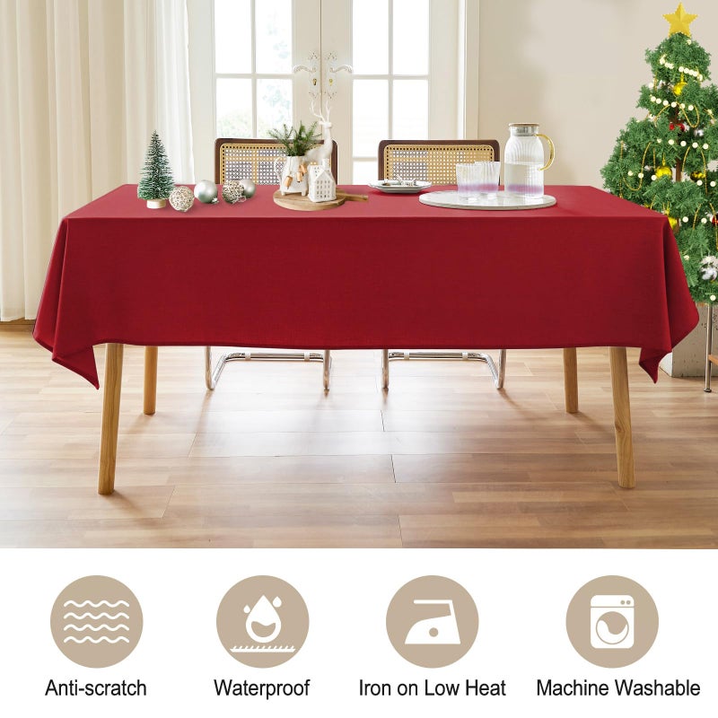 AUSSPVOCT Textured Tablecloth Rectangle 52x70 Water Resistant Spill-Proof Wipeable Table Cloth Wrinkle Free Fabric Dining Table Cover for Birthday Party Farmhouse Spring Christmas Holiday Tablecloths - Image 3