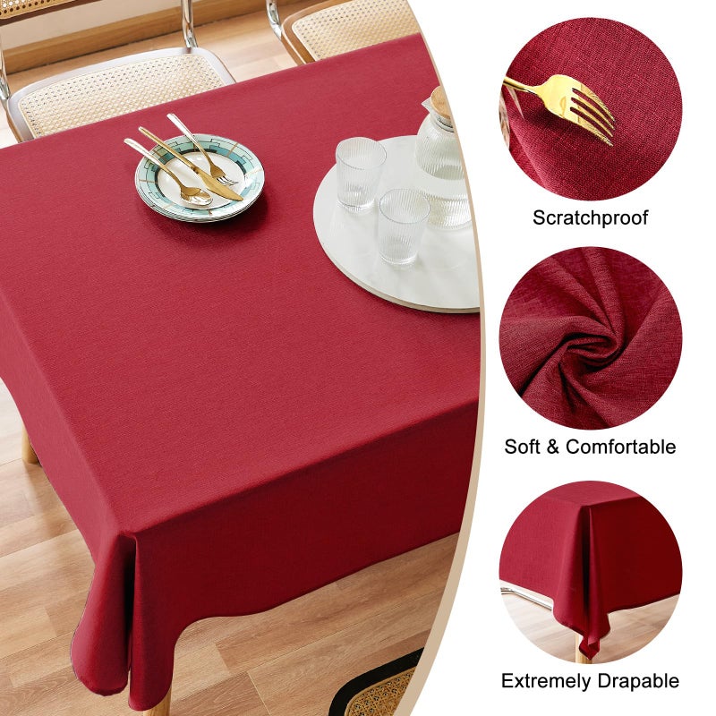 AUSSPVOCT Textured Tablecloth Rectangle 52x70 Water Resistant Spill-Proof Wipeable Table Cloth Wrinkle Free Fabric Dining Table Cover for Birthday Party Farmhouse Spring Christmas Holiday Tablecloths - Image 2