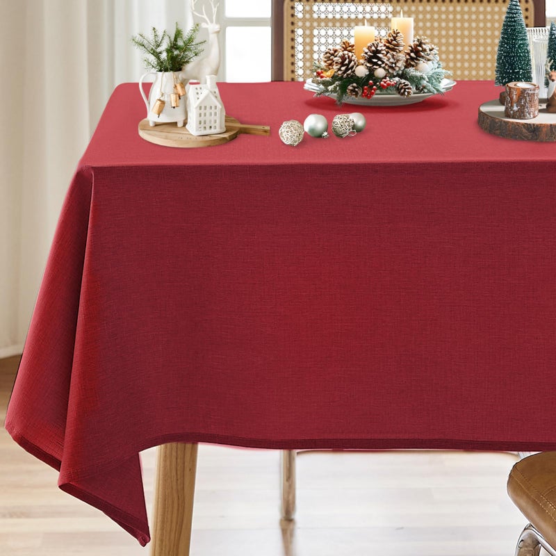 AUSSPVOCT Textured Tablecloth Rectangle 52x70 Water Resistant Spill-Proof Wipeable Table Cloth Wrinkle Free Fabric Dining Table Cover for Birthday Party Farmhouse Spring Christmas Holiday Tablecloths - Image 1