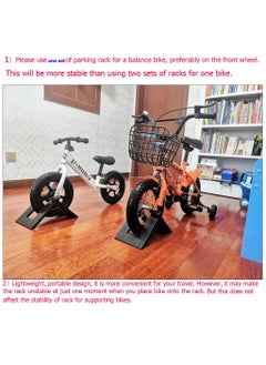 SYOSI 2 Pack Kids Balance Bike Parking Rack Stand, Foldable Kickstand Holder, for No Pedal Training Bicycle Scooter, 10-12 Inch Bikes Storage Organizer Floor Stand, Indoor Outdoor Garage  - Image 2