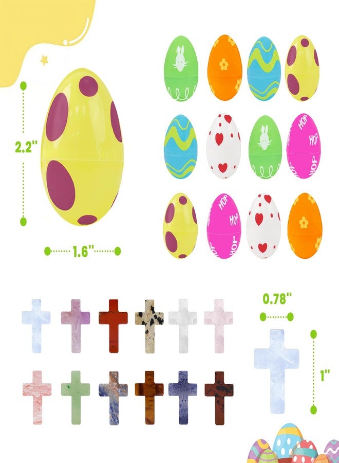 NZNDB 12 Pcs Prefilled Easter Eggs with Mini Cross Crystal Stone Bulks, Easter Eggs With Pocket Crosses for for Kids Boys Girls Easter Basket Stuffers Party Favors Easter Egg Hunt - Image 5