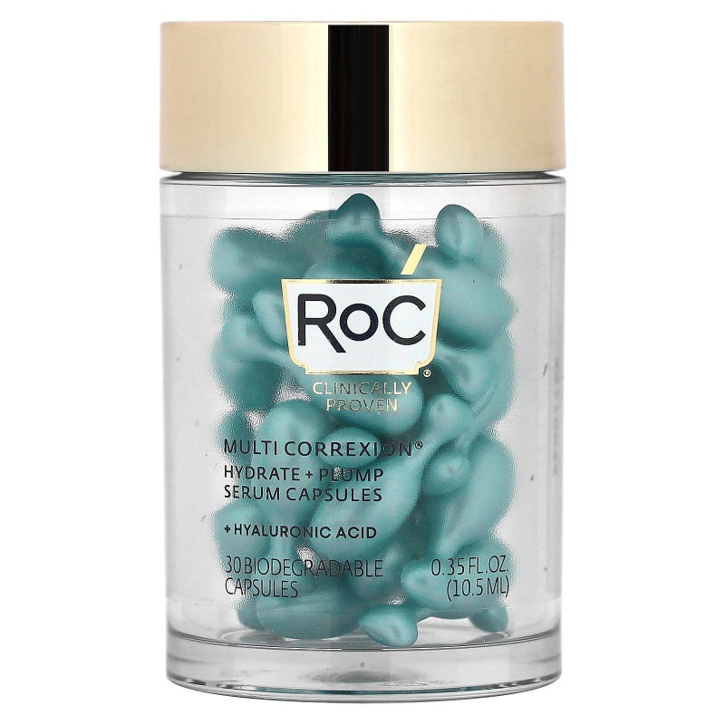 RoC Multi Correxion, Hydrate + Plump, Night Serum Capsules, Fragrance-Free, 30 Biodegradable Capsules, RoC Y - Image 1