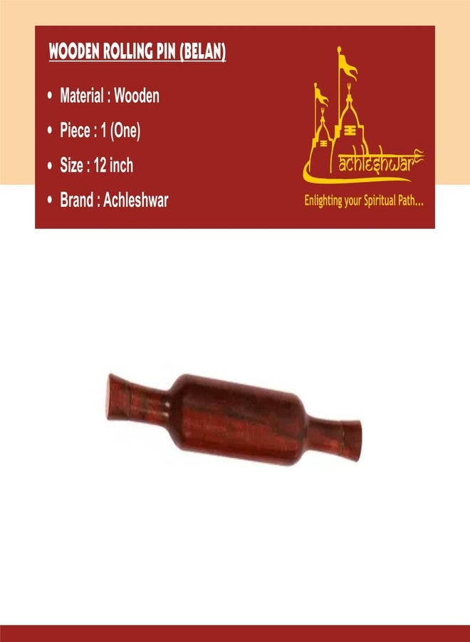 Achleshwar Wooden Rolling Pin | Thick Roti Belan for Chapati Making | Handcrafted Durable Kitchen Tool | Smooth Finish Easy Grip | Dark Brown | Standard Size - Image 2