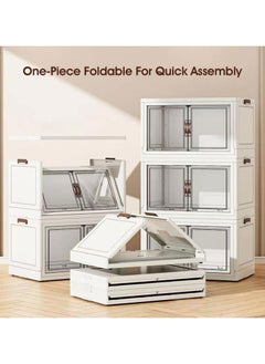 JANTENS Foldable Storage Boxes 4 Tier Large  Storage Drawer Cabinet, Kitchen Organization Cabinet, Drawer Unit with Wheels and Doors, Storage Containers for Home Kitchen Bedroom  - Image 2