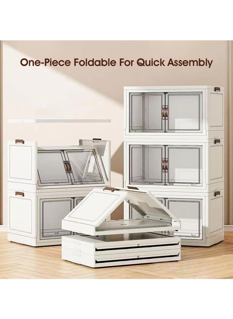 JANTENS Foldable Storage Boxes 4 Tier Large  Storage Drawer Cabinet, Kitchen Organization Cabinet, Drawer Unit with Wheels and Doors, Storage Containers for Home Kitchen Bedroom  - Image 2