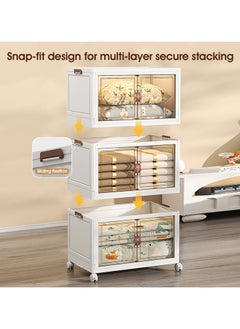 JANTENS Foldable Storage Boxes 4 Tier Large  Storage Drawer Cabinet, Kitchen Organization Cabinet, Drawer Unit with Wheels and Doors, Storage Containers for Home Kitchen Bedroom  - Image 4