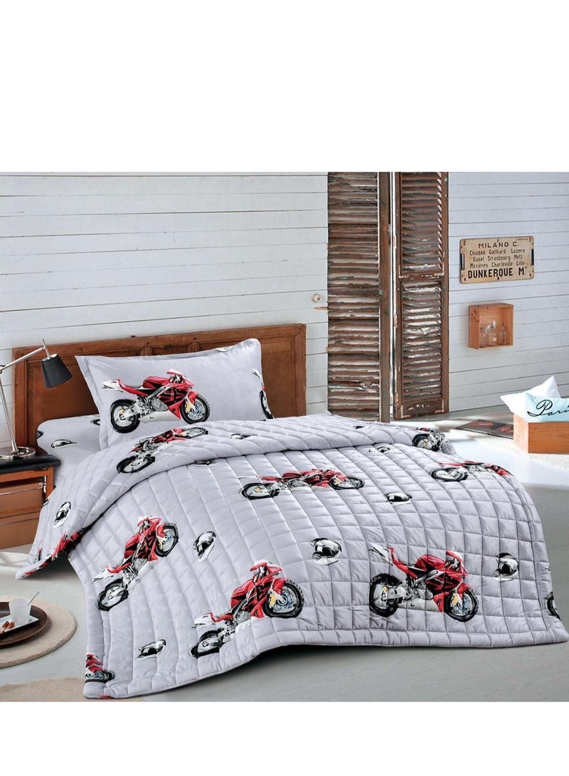 MingLi 3 Pieces Winter Quilt Set Kids Cartoon Soft Velvet Compressed