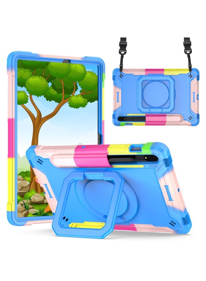 HuHa Case Cover For Samsung Galaxy Tab S7 / S8 Silicone + PC Bracelet Holder Tablet Case Camouflage + Blue 