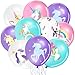 Tiamon 45 Pieces Unicorn Latex Balloons Rainbow Birthday Party Decorations Purple Pink Blue Confetti Balloons Supplies for Unicorn Theme Birthday Baby Shower Wedding Party Garland Decoration - Image 2