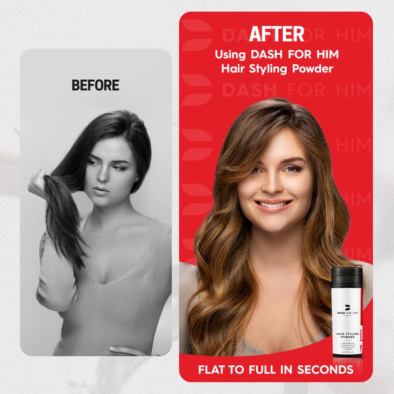 DASH FOR HIM بودرة شعر مكثفة للرجال والنساء - بودرة تصفيف لرفع الجذور وإضفاء الملمس - لمسة نهائية غير لامعة، بدون بقايا، تثبيت خفيف - 1 أونصة (30 جرام) - Image 5