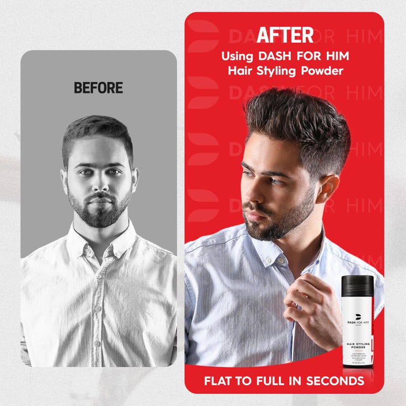 DASH FOR HIM بودرة شعر مكثفة للرجال والنساء - بودرة تصفيف لرفع الجذور وإضفاء الملمس - لمسة نهائية غير لامعة، بدون بقايا، تثبيت خفيف - 1 أونصة (30 جرام) - Image 4