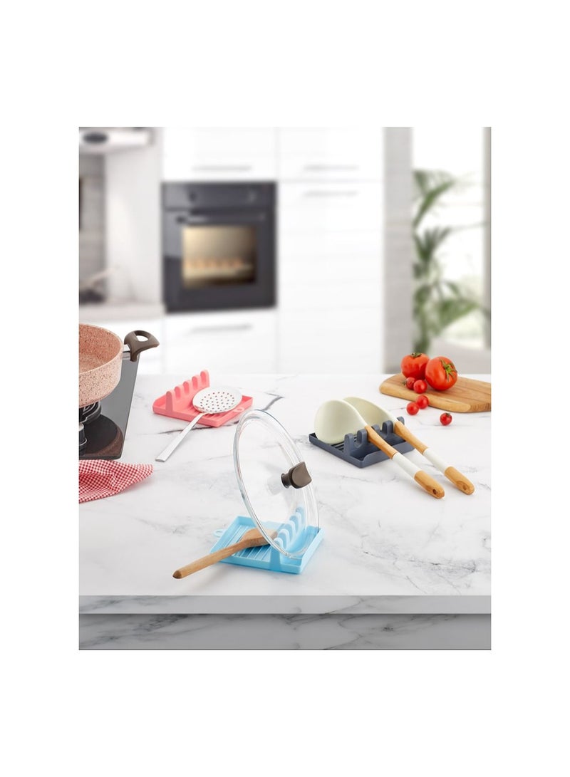 ORGANiZERS Hot Cooking Utensil Rest with Drip Pad - Kitchen Organizer and Storage, Fork Spoon Holders, Non-slip Pad-White  - Image 2