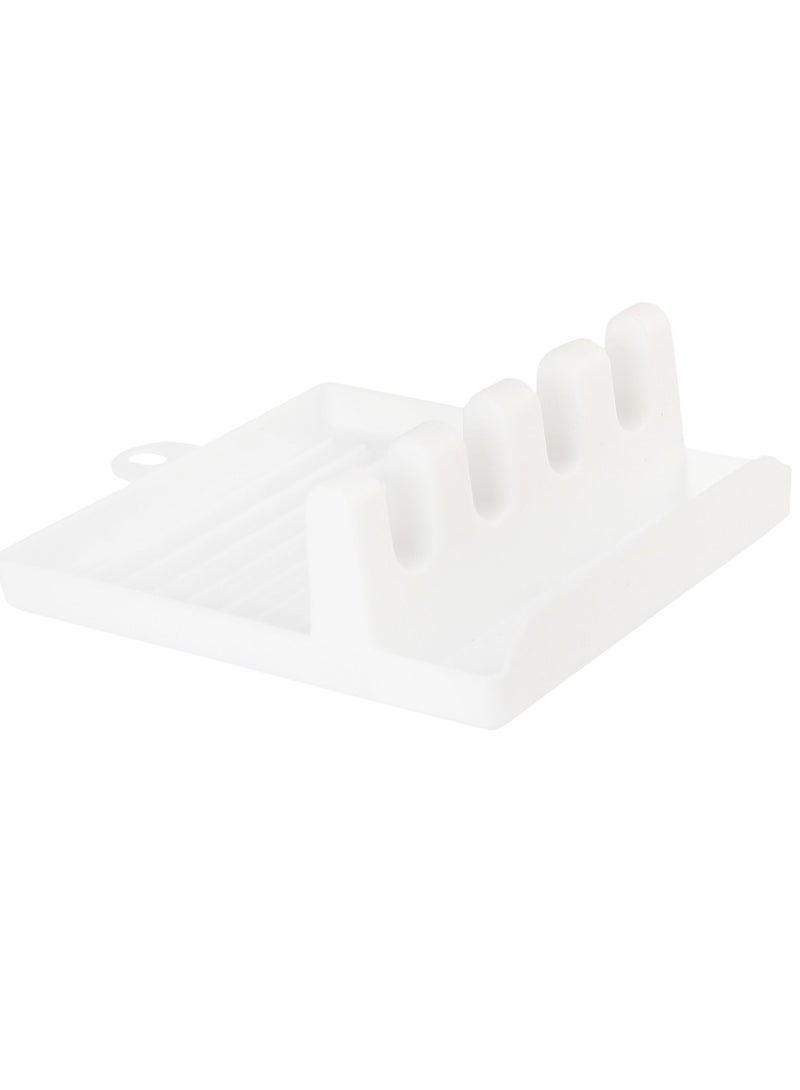 ORGANiZERS Hot Cooking Utensil Rest with Drip Pad - Kitchen Organizer and Storage, Fork Spoon Holders, Non-slip Pad-White  - Image 1