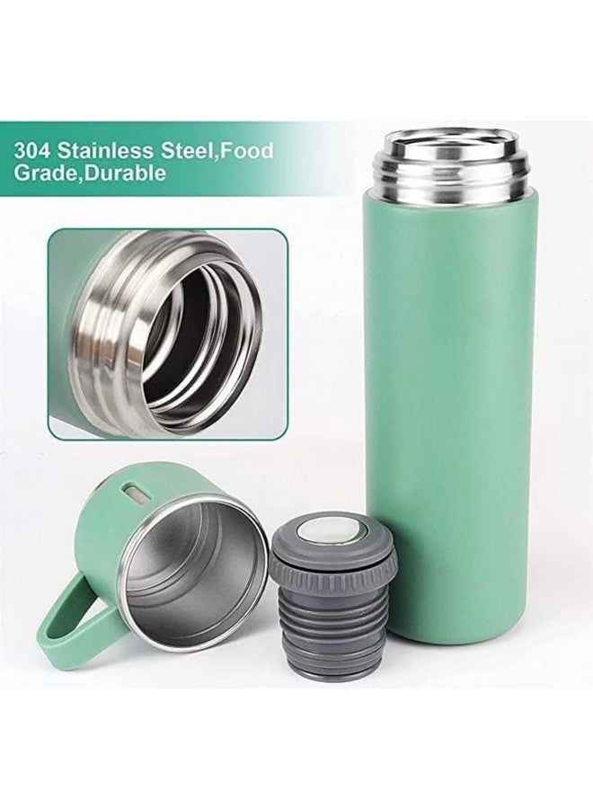 Kitchen Bloom Stainless Steel Vacuum Insulated Bottle Water Flask Gift Set with Two Cups Hot & Cold | Diwali Gifts for Employees | Corporate Gift Items | Vacuum Flast Set with 2 Mugs (Green) - Image 3