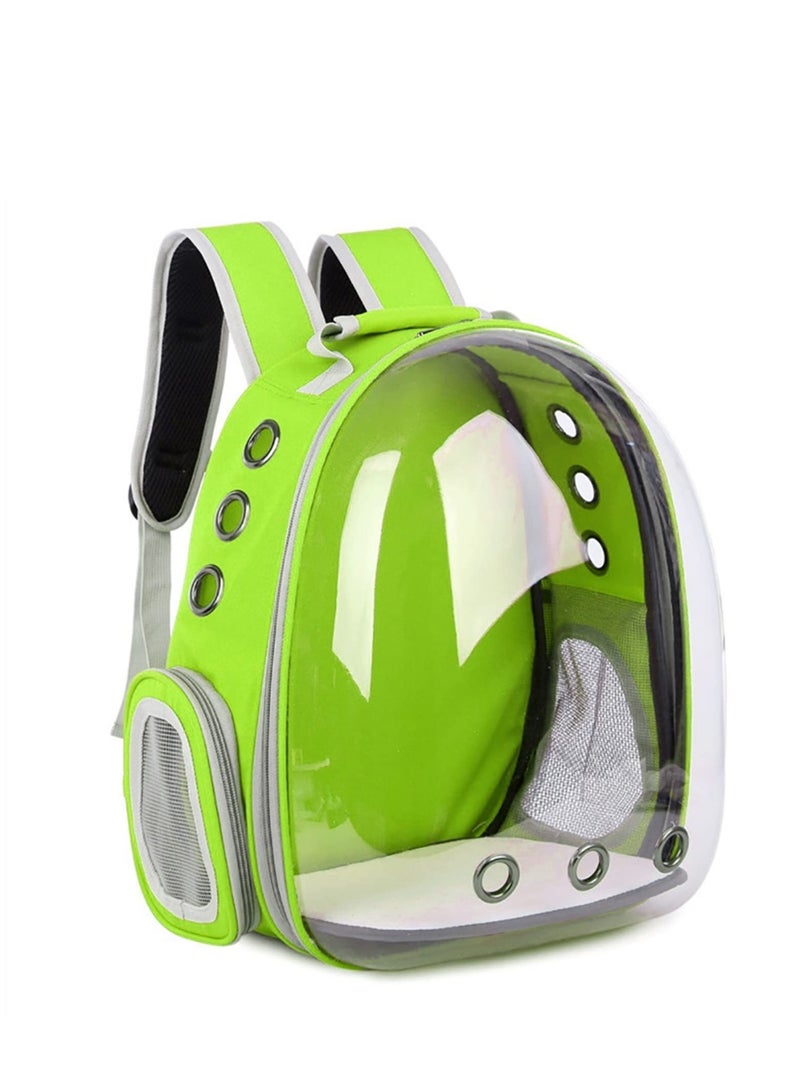 HAPPY PUSS Transparent pet carrier backpack: stylish pet bag for travel, breathable space capsule design, carrier for cats and dogs, suitable for traveling hiking and camping. Lime green color - Image 1