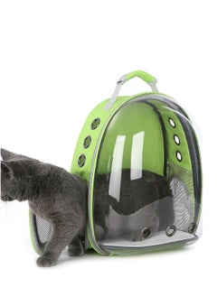 HAPPY PUSS Transparent pet carrier backpack: stylish pet bag for travel, breathable space capsule design, carrier for cats and dogs, suitable for traveling hiking and camping. Lime green color  - Image 4