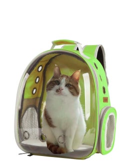 HAPPY PUSS Transparent pet carrier backpack: stylish pet bag for travel, breathable space capsule design, carrier for cats and dogs, suitable for traveling hiking and camping. Lime green color  - Image 2