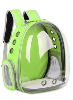 HAPPY PUSS Transparent pet carrier backpack: stylish pet bag for travel, breathable space capsule design, carrier for cats and dogs, suitable for traveling hiking and camping. Lime green color  - Image 3