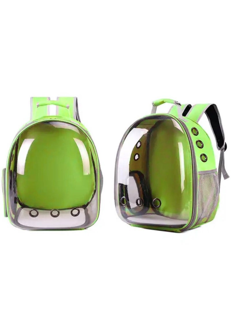 HAPPY PUSS Transparent pet carrier backpack: stylish pet bag for travel, breathable space capsule design, carrier for cats and dogs, suitable for traveling hiking and camping. Lime green color - Image 5