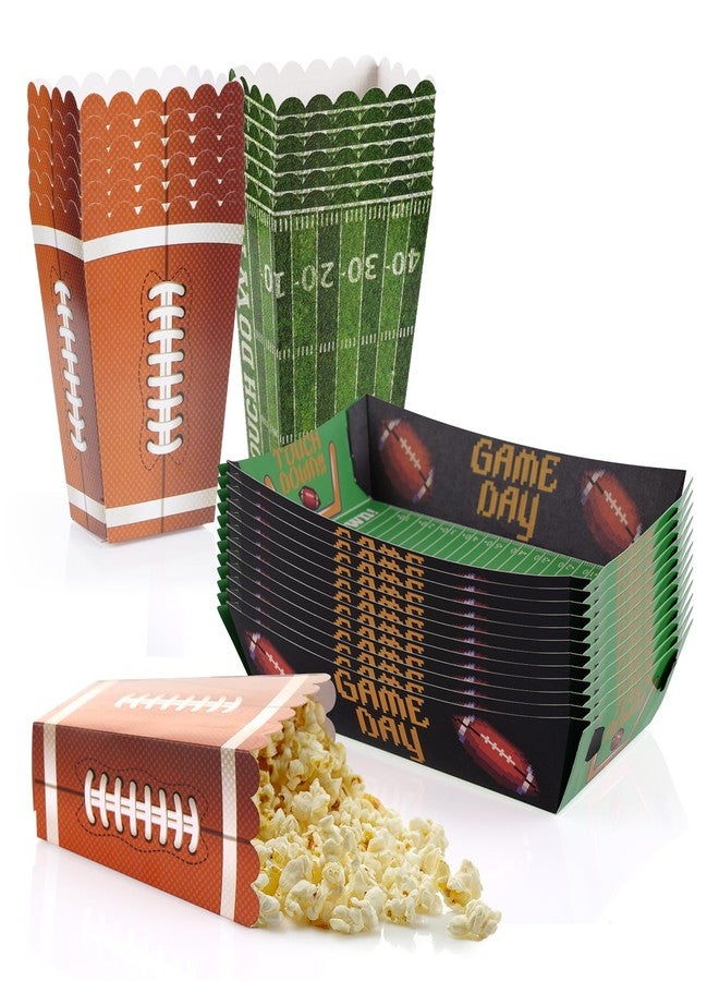 Sucrain 24 PCS Football Party Supplies Kit,Football Popcorn Boxes, Football Popcorn Buckets,Food Trays-Disposable Popcorn Container for Football Game Day Celebrations Party Decorations - Image 1