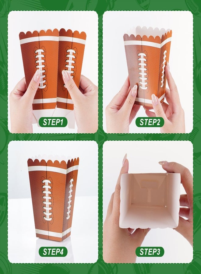 Sucrain 24 PCS Football Party Supplies Kit,Football Popcorn Boxes, Football Popcorn Buckets,Food Trays-Disposable Popcorn Container for Football Game Day Celebrations Party Decorations - Image 3