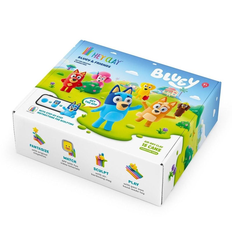 Hey Clay Bluey Bluey & Friends Air-Dry Clay Cans Set (300 g, 15 Cans) - Image 1
