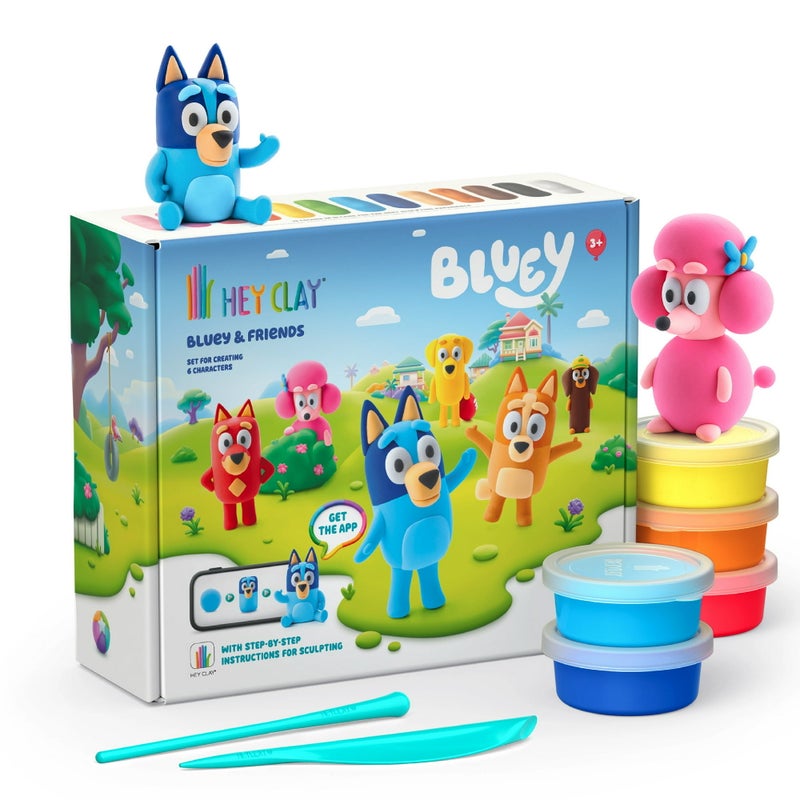 Hey Clay Bluey Bluey & Friends Air-Dry Clay Cans Set (300 g, 15 Cans) - Image 2