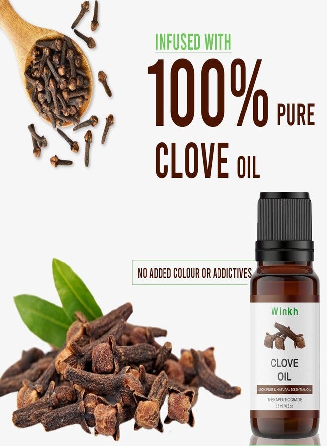 Winkh Pure and Natural - Essential Clove Oil, For Toothache, Skin, Hair & Acne (15 ml) - Image 4