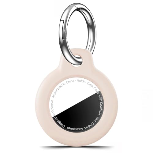 MOLOSLEEVE Case for AirTag 2nd Gen (2026) & 1st Gen, Shockproof Holder Anti-Scratch Protective Cover for Air Tags, Men's Women's Keyrings & Keychains for Keys, Luggage, Bags, Milk Tea Color - Image 1
