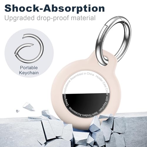 MOLOSLEEVE Case for AirTag 2nd Gen (2026) & 1st Gen, Shockproof Holder Anti-Scratch Protective Cover for Air Tags, Men's Women's Keyrings & Keychains for Keys, Luggage, Bags, Milk Tea Color - Image 4