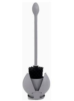 Primanova Lotus E61 Stainless Steel Toilet Brush with Auto Close Secret Container, Grey  - Image 1