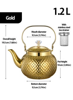 LOOPITYS Tea Pot 1.2Lfood grade stainless steel teapot is sturdy and durable, suitable for household and household items, and easy to enjoy the fun of brewing tea  - Image 4