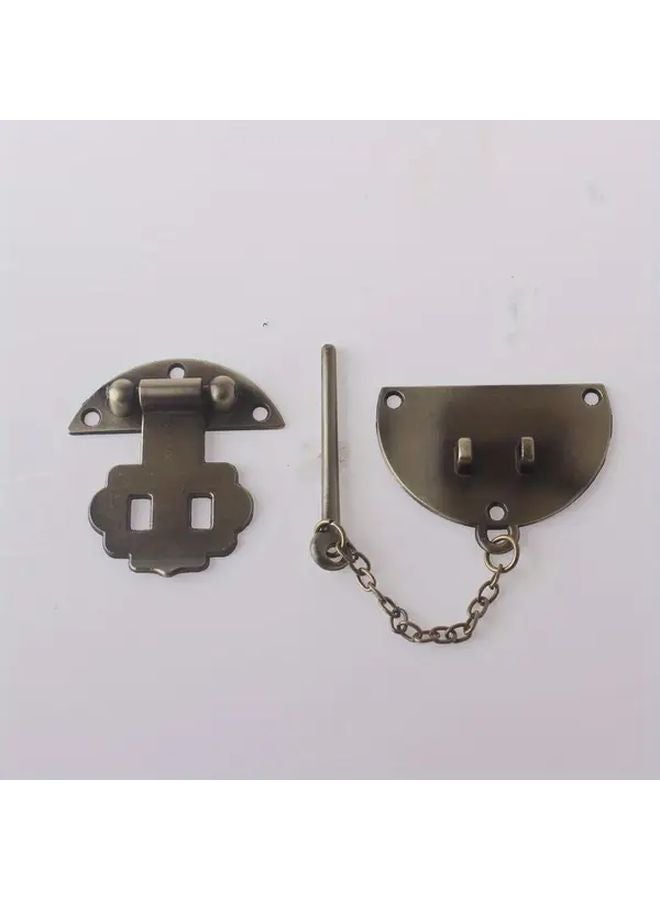 1pc Vintage Metal Box Lock with Key and Chain Heavy Duty Antique Finish - Image 3
