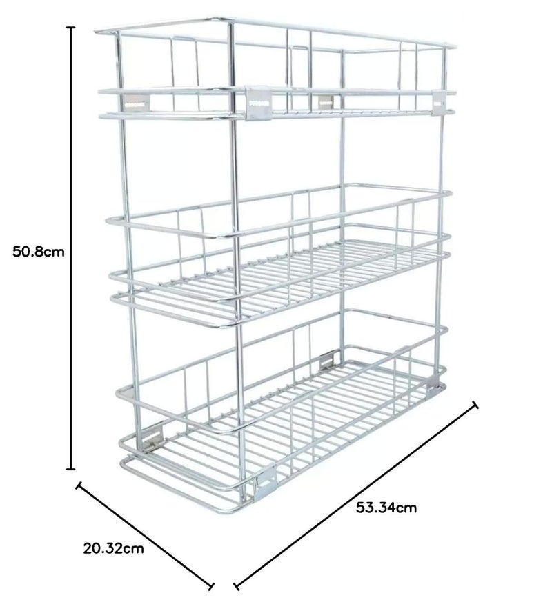 IZMAH Stainless Steel PullOut Modular Kitchen Basket 304 SS WITH 8MM SIDE WIRED 8W x 20D x 21H Inch - Image 2