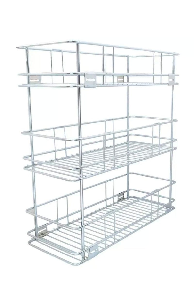 IZMAH Stainless Steel PullOut Modular Kitchen Basket 304 SS WITH 8MM SIDE WIRED 8W x 20D x 21H Inch - Image 1