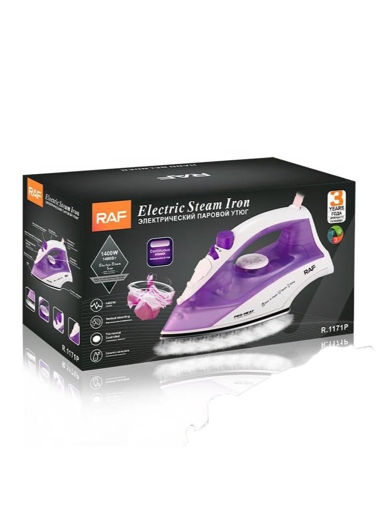 RAF - Purple Steam Iron  1400 Watts High Performance Iron for Perfect Clothes Model R.1171P - Image 1