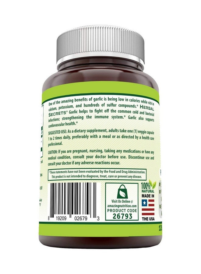 Herbal Secrets Garlic 500 mg 120 Veggie Capsules Supplement | Non-GMO | Gluten Free | Made in USA | Ideal for Vegetarians - Image 3