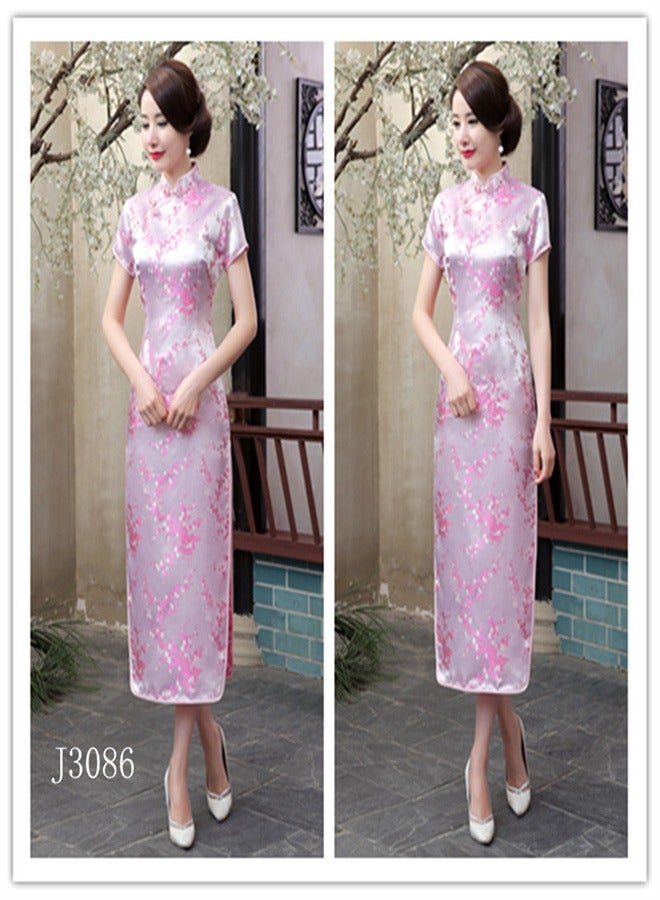 Loquat A Plum Blossom Short Sleeved Long Skirt Light Pink,  - Image 2