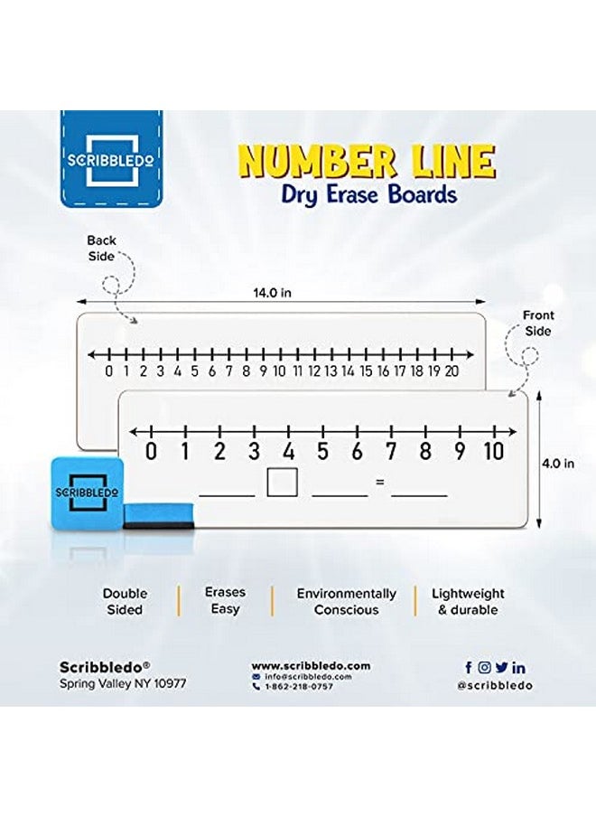 Scribbledo Dry Erase Number Line Board 4”X12” Inch Lapboard Double Sided White Board Featuring 010 Number Line On One Side 020 On The Other For Students Desk Whiteboard Math Manipulatives  - Image 4