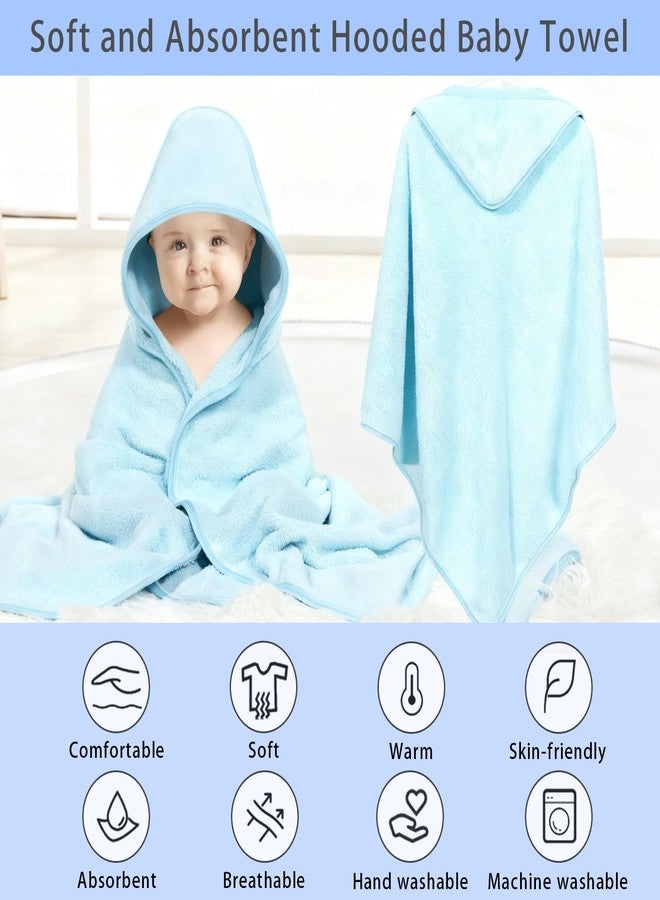 مجموعة مناشف أطفال بغطاء رأس من جينوموا، 4 قطع، مناشف حمام ماصة مقاس 32 × 32 بوصة، منشفة بغطاء رأس من الصوف المرجاني الناعم لحديثي الولادة والرضع والأطفال الصغار - مستلزمات استحمام الأطفال (2 رمادي فاتح + 2 أزرق سماوي) - Image 3