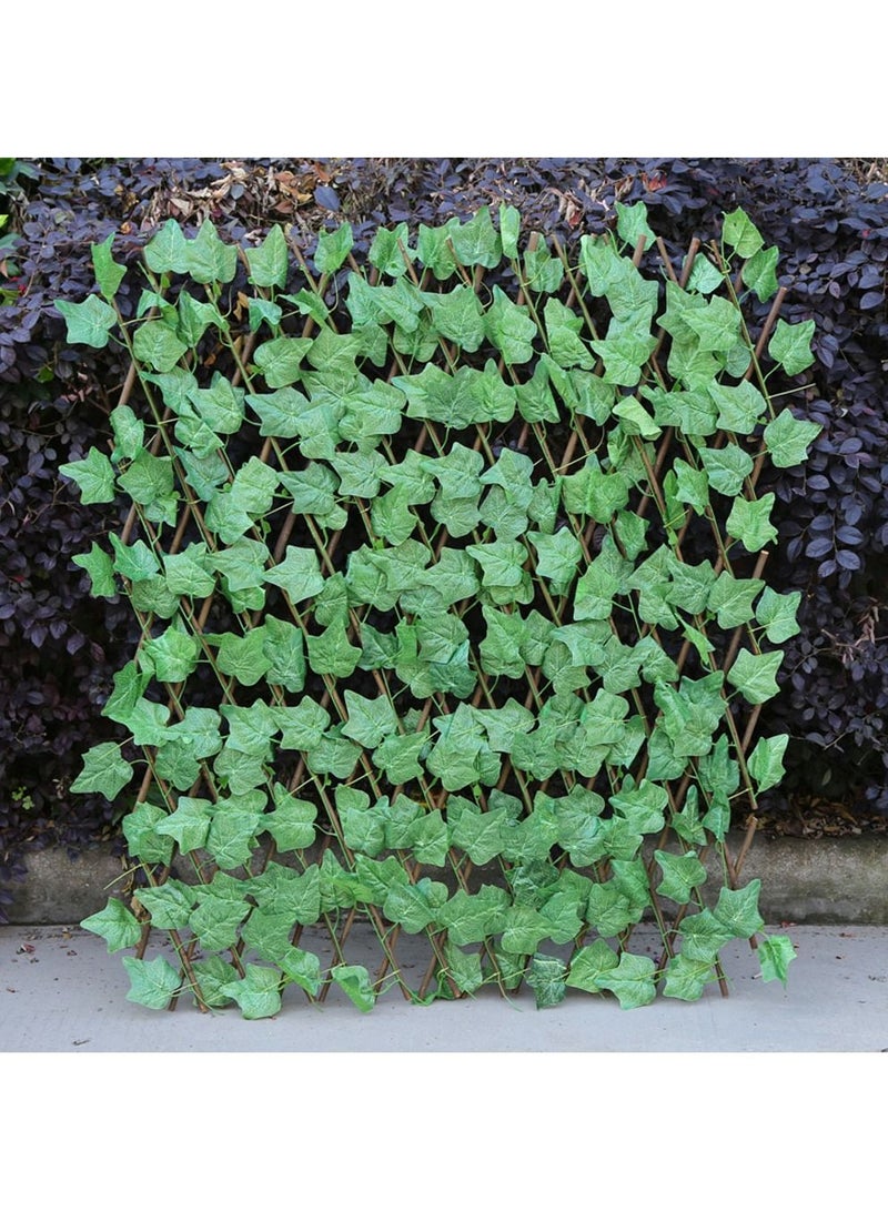 LINGWEI Bamboo Wooden Fence with Artificial Plants Green Ivy Leaf Expendable Wicker Hadge Green Leaves Faux Plants Wall Decorative Green Feen Fence For Garden Home Decoration  - Image 5