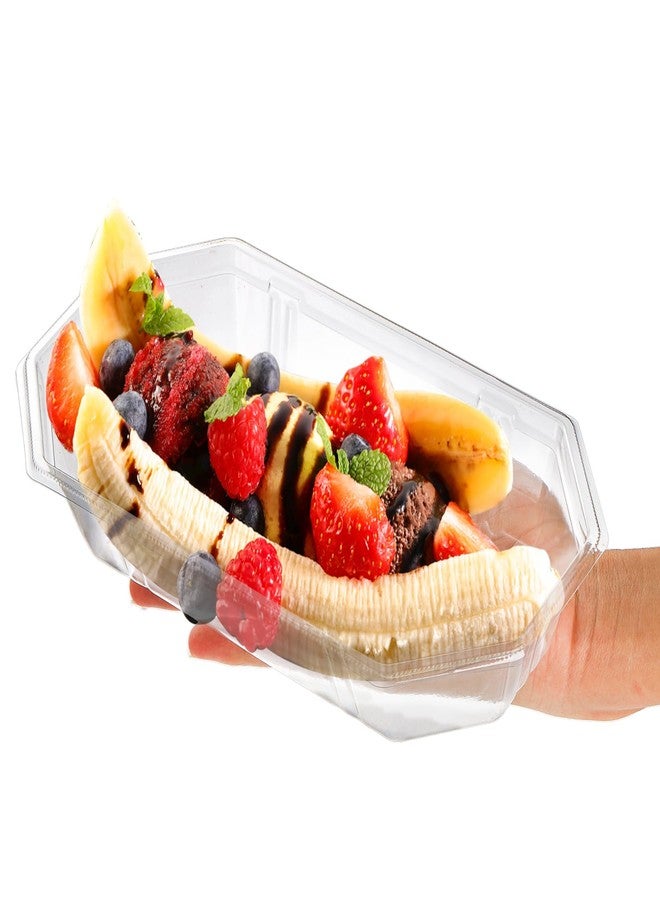 ZOOFOX 200 Pack Banana Split Boat Plate, 12 oz Disposable Ice Cream Sundae Bowls, Clear PET Plastic Dessert Bowls for Serving, Weddings, Catering, Home or Event Party Supplies - Image 4